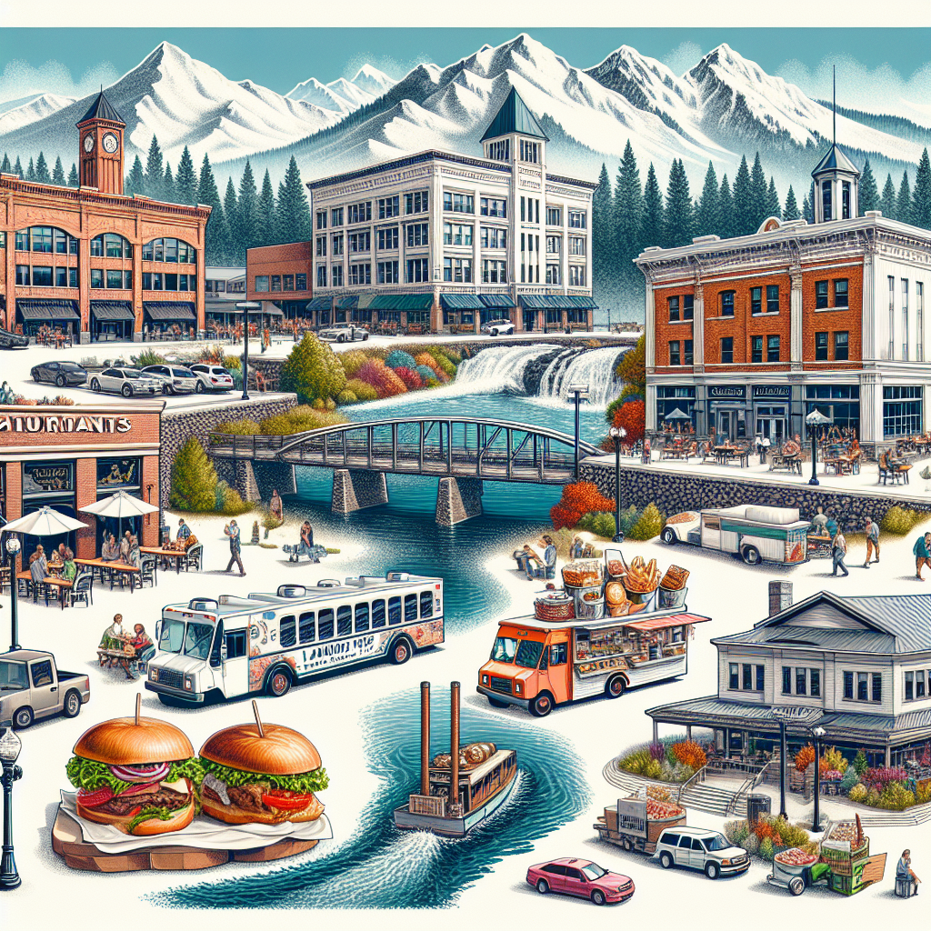 Exploring the culinary diversity of Bend, from downtown adventures to the Old Mill District's family favorites, and the vibrant food truck scene.